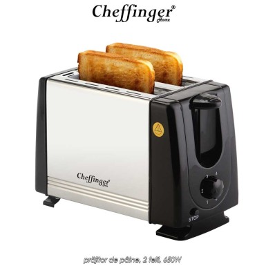 Cheffinger Home 2 Slice Toaster T02 - prăjitor de pâine, 2 felii, 650W Cheffinger Home 2 Slice Toaster T02 - prăjitor de pâine, 2 felii, 650W