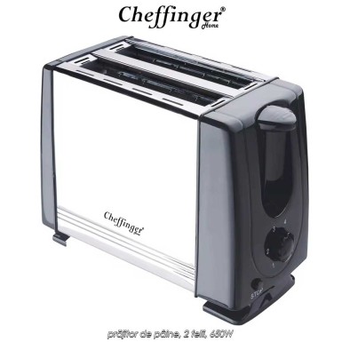 Cheffinger Home 2 Slice Toaster T02 - prăjitor de pâine, 2 felii, 650W Cheffinger Home 2 Slice Toaster T02 - prăjitor de pâine, 2 felii, 650W