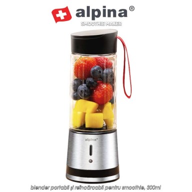 Alpina Smoothie Maker - blender portabil și reîncărcabil pentru smoothie, 300ml Alpina Smoothie Maker - blender portabil și reîncărcabil pentru smoothie, 300ml