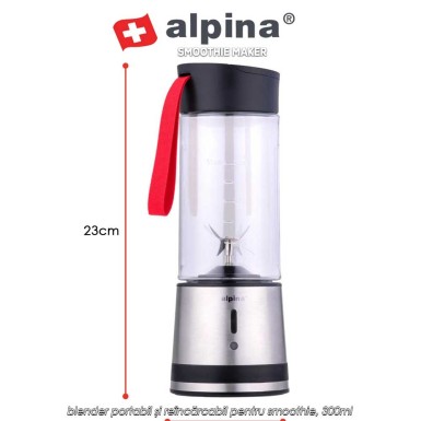 Alpina Smoothie Maker - blender portabil și reîncărcabil pentru smoothie, 300ml Alpina Smoothie Maker - blender portabil și reîncărcabil pentru smoothie, 300ml