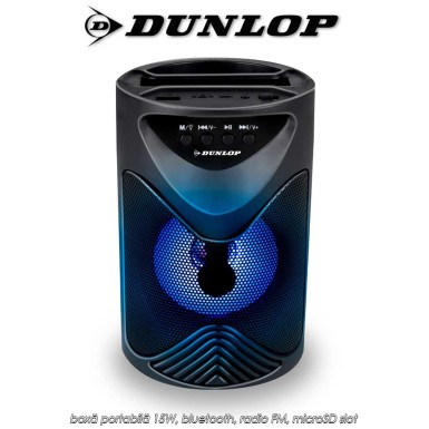 Dunlop TWS Bluetooth Speaker - boxă portabilă 15W, bluetooth, radio FM, microSD slot Dunlop TWS Bluetooth Speaker - boxă portabilă 15W, bluetooth, radio FM, microSD slot
