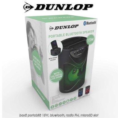 Dunlop TWS Bluetooth Speaker - boxă portabilă 15W, bluetooth, radio FM, microSD slot Dunlop TWS Bluetooth Speaker - boxă portabilă 15W, bluetooth, radio FM, microSD slot