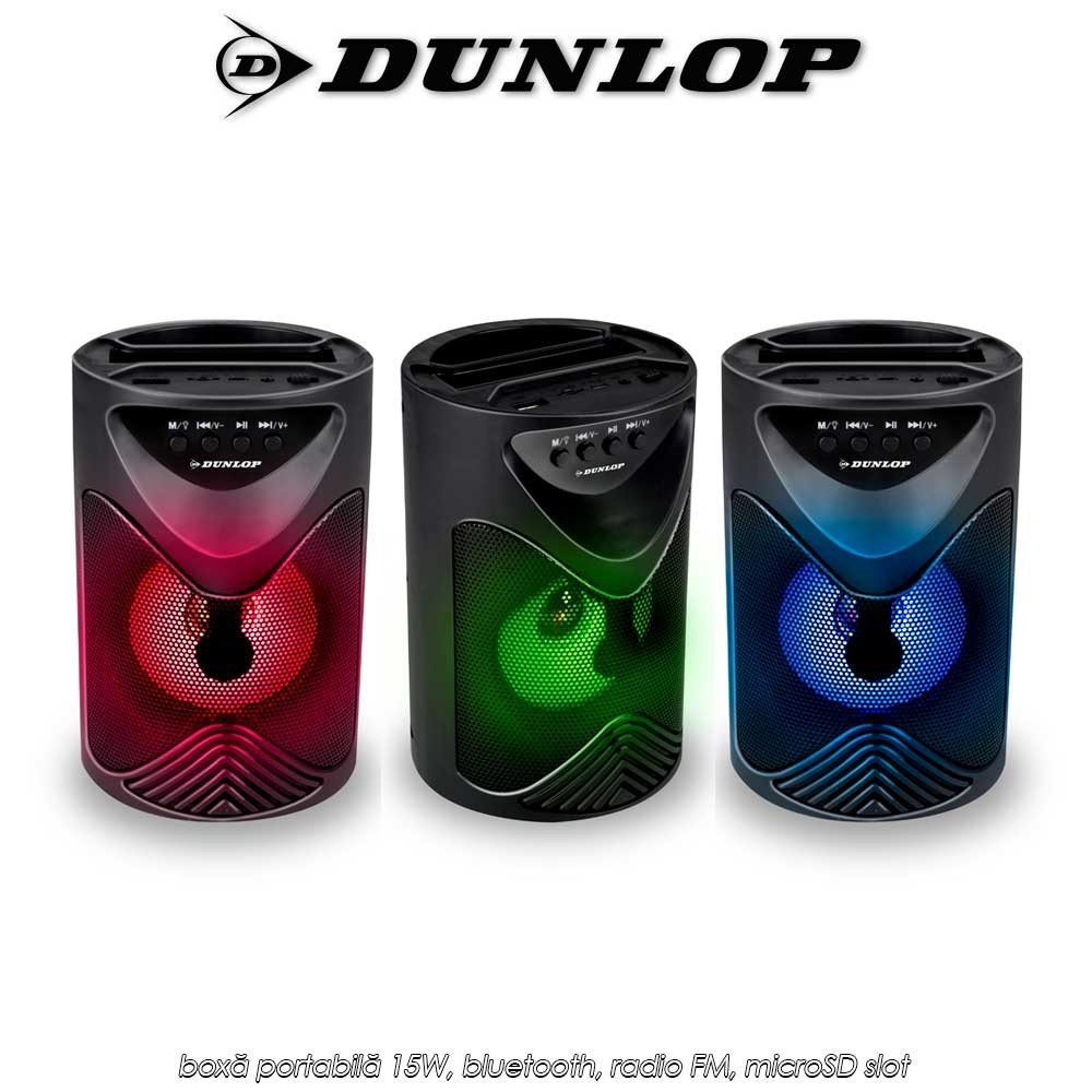 Dunlop TWS Bluetooth Speaker - boxă portabilă 15W, bluetooth, radio FM, microSD slot