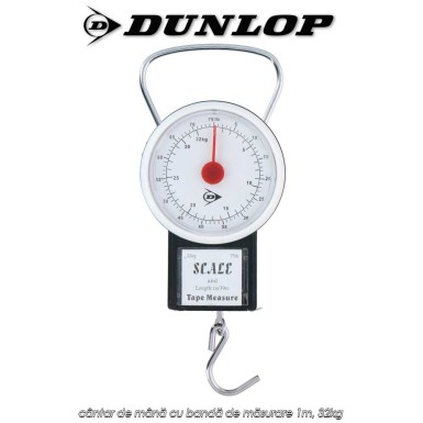 Dunlop Travel Weight Scale - cântar de mână cu bandă de măsurare 1m, 32kg Dunlop Travel Weight Scale - cântar de mână cu bandă de măsurare 1m, 32kg