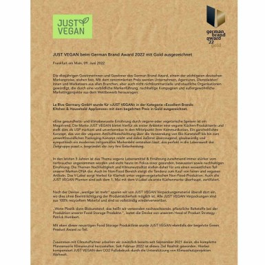 Just Vegan - German Brand Award 2022 Just Vegan - German Brand Award 2022