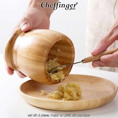 Cheffinger Home BGM12 - set din 2 piese, mojar cu pistil, din bambus Cheffinger Home BGM12 - set din 2 piese, mojar cu pistil, din bambus