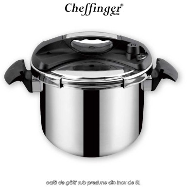 Cheffinger Home PC8-24  - oală de gătit sub presiune din inox de 8L Cheffinger Home PC8-24  - oală de gătit sub presiune din inox de 8L