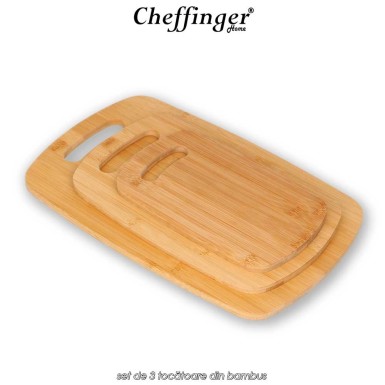 Cheffinger Home CB3 - set de 3 tocătoare din bambus Cheffinger Home CB3 - set de 3 tocătoare din bambus