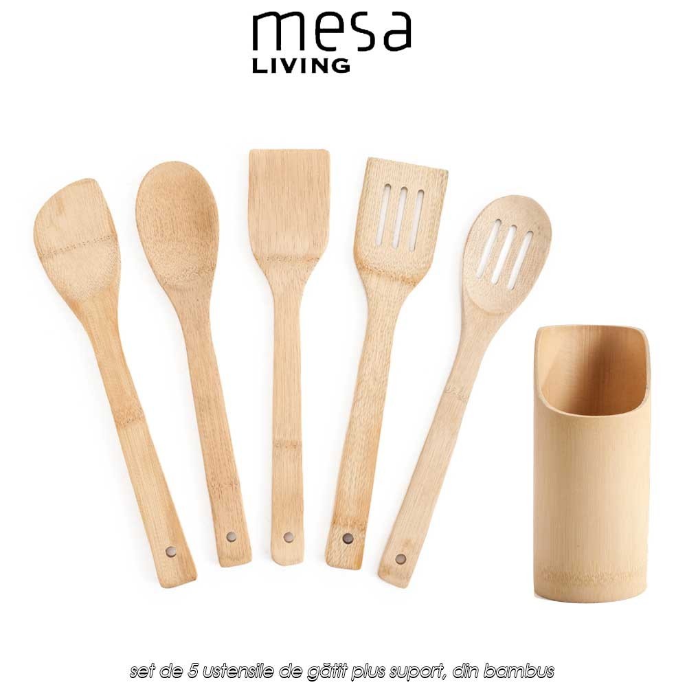 Mesa Living - set de 5 ustensile de gătit plus suport, din bambus