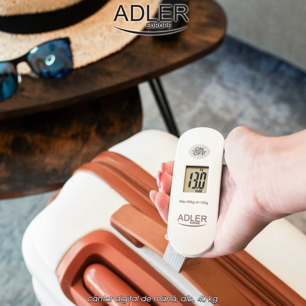 Adler Travel Scale AD 8189 - cântar digital de mână, alb, 40 kg