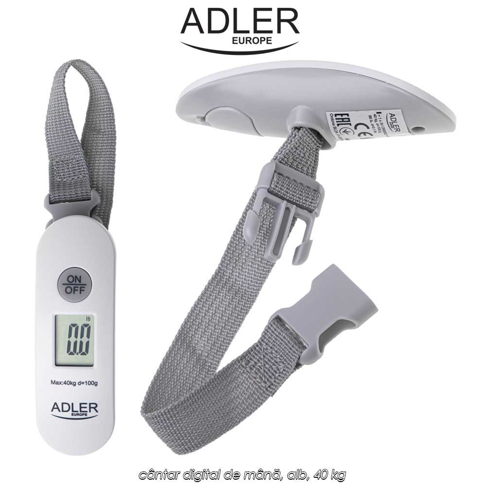 Adler Travel Scale AD 8189 - cântar digital de mână, alb, 40 kg