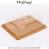 Cheffinger Home CSB24 - platou din bambus cu capac transparent din plastic