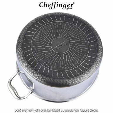 Cheffinger Home PNC24 - oală premium din oțel inoxidabil cu model de fagure 24cm Cheffinger Home PNC24 - oală premium din oțel inoxidabil cu model de fagure 24cm