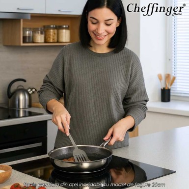 Cheffinger Home PFP20 - tigaie premium din oțel inoxidabil cu model de fagure 20cm Cheffinger Home PFP20 - tigaie premium din oțel inoxidabil cu model de fagure 20cm