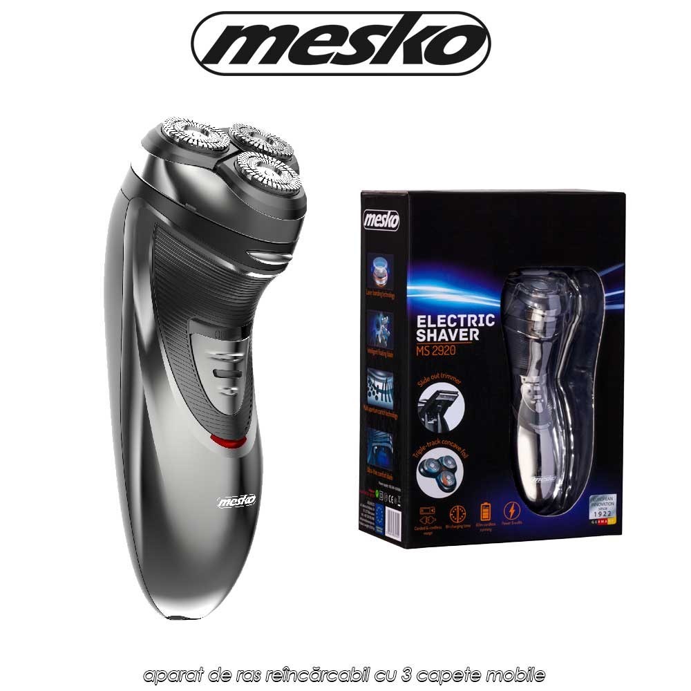 Mesko MS2920 - aparat de ras reîncărcabil cu 3 capete mobile