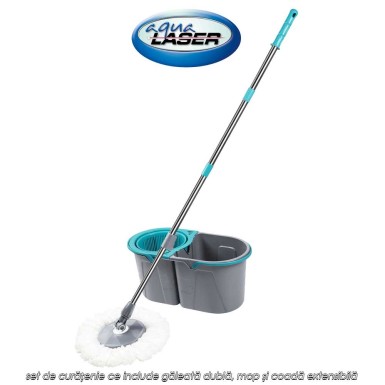 Aqua Laser Split Spin Mop - set de curățenie ce include găleată dublă, mop și coadă extensibilă Aqua Laser Split Spin Mop - set de curățenie ce include găleată dublă, mop și coadă extensibilă