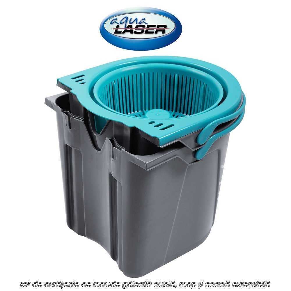 Aqua Laser Split Spin Mop - set de curățenie ce include găleată dublă, mop și coadă extensibilă