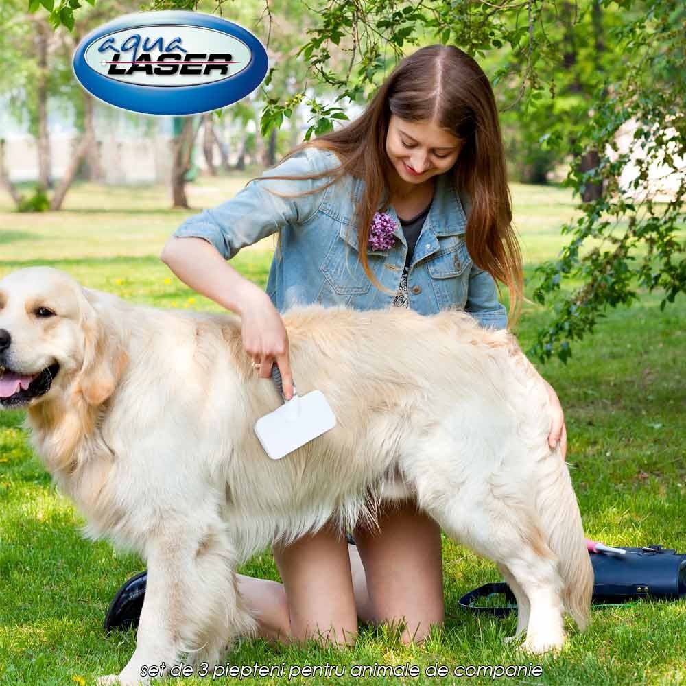 Aqua Laser Pet Grooming Set - set de 3 piepteni pentru animale de companie