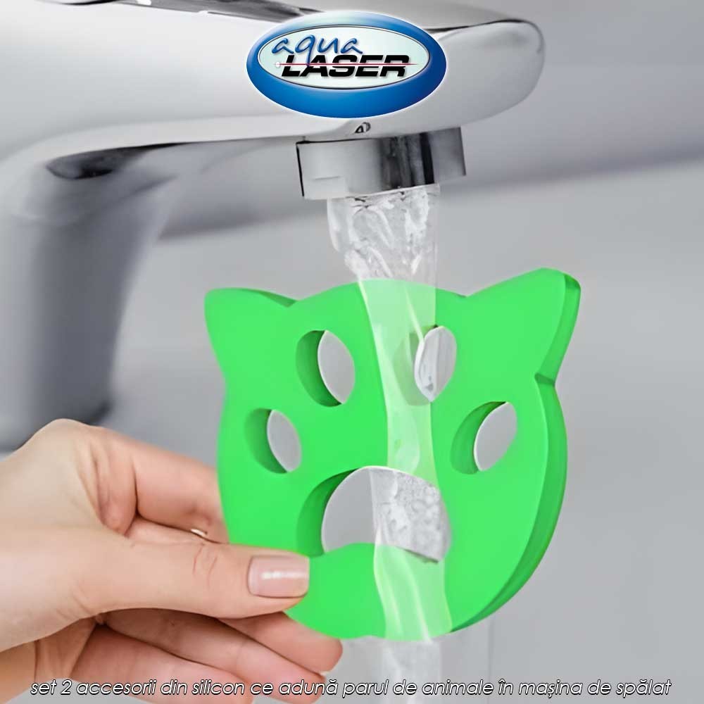 Aqua Laser Hair Magnet - set 2 accesorii din silicon ce adună parul de animale în mașina de spălat
