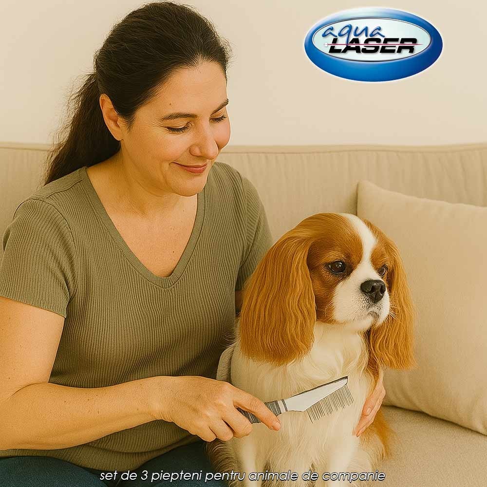 Aqua Laser Pet Grooming Set - set de 3 piepteni pentru animale de companie