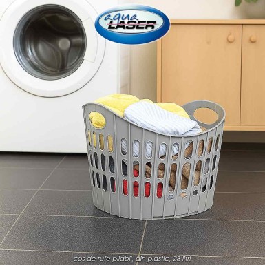 Aqua Laser Laundry Basket - cos de rufe pliabil, din plastic, 23 litri Aqua Laser Laundry Basket - cos de rufe pliabil, din plastic, 23 litri