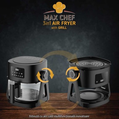 Max Chef Air Fryer 3-in-1 - friteuză cu aer cald multifuncțională inovatoare Max Chef Air Fryer 3-in-1 - friteuză cu aer cald multifuncțională inovatoare