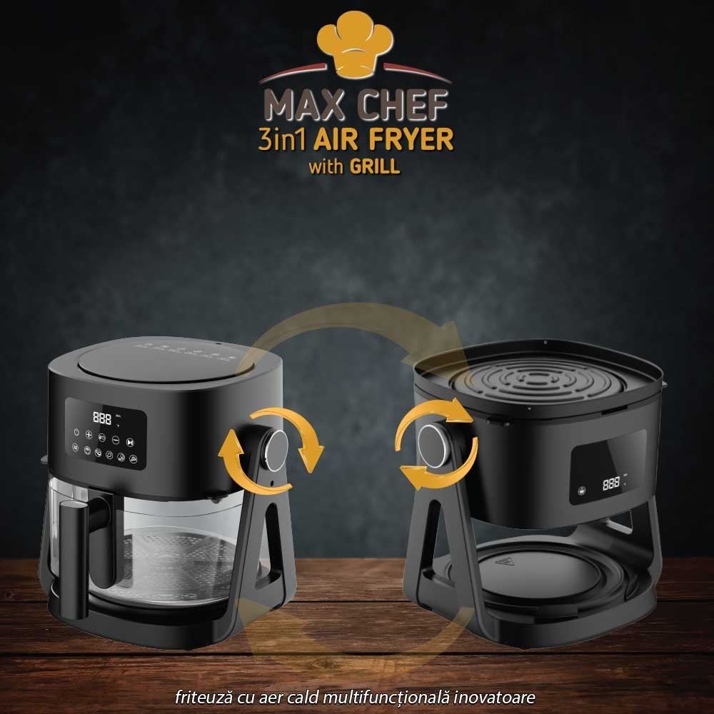 Max Chef Air Fryer 3-in-1 - friteuză cu aer cald multifuncțională inovatoare