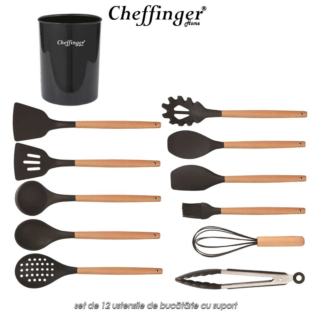 Cheffinger Home UT13 - set de 12 ustensile de bucătărie cu suport Cheffinger Home UT13 - set de 12 ustensile de bucătărie cu suport