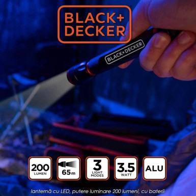 Black+Decker Torch 200 - lanternă cu LED, putere luminare 200 lumeni, cu baterii Black+Decker Torch 200 - lanternă cu LED, putere luminare 200 lumeni, cu baterii