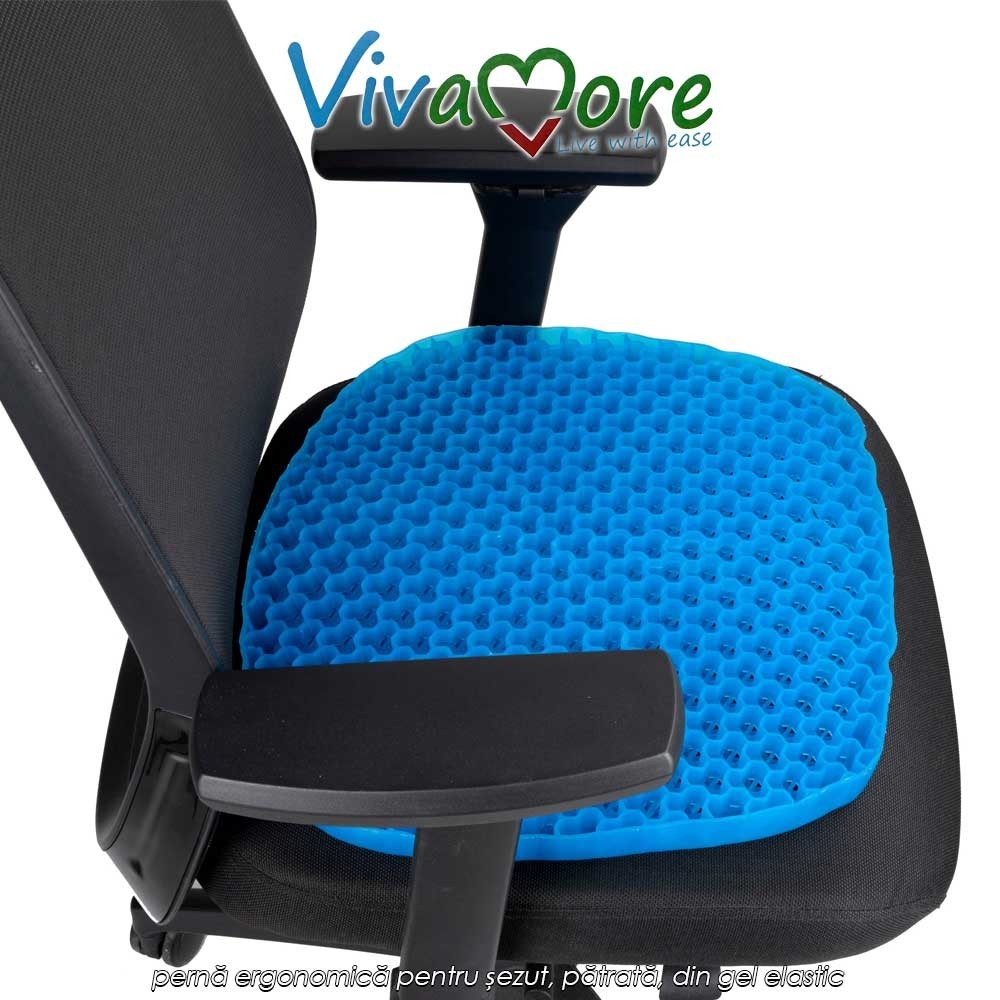 Vivamore Gel Cushion Square – pernă ergonomică pentru șezut, pătrată, din gel elastic