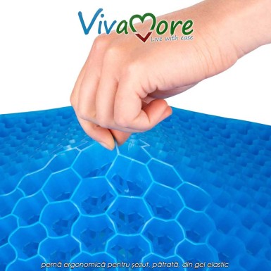 Vivamore Gel Cushion Square – pernă ergonomică pentru șezut, pătrată, din gel elastic Vivamore Gel Cushion Square – pernă ergonomică pentru șezut, pătrată, din gel elastic