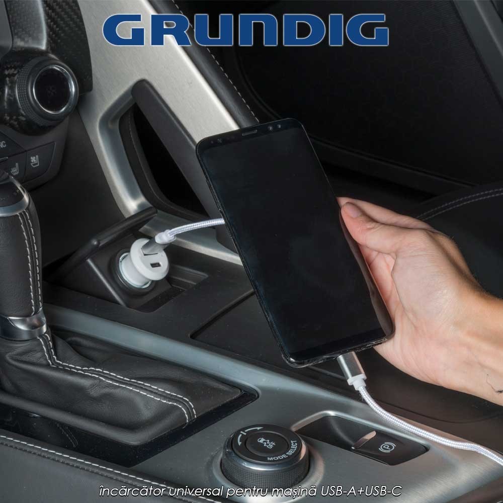 Grundig Car Charger 5V - încărcător universal pentru mașină USB-A+USB-C