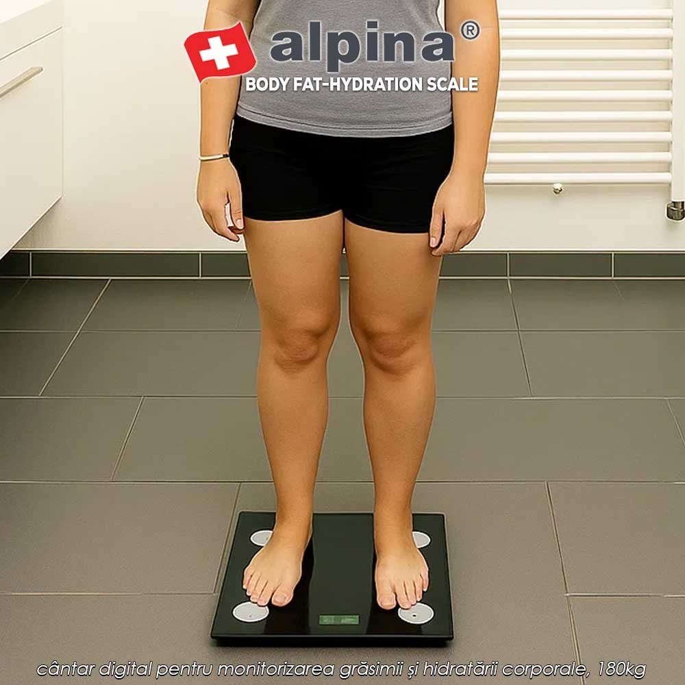 Alpina Body Fat-Hydration Scale - cântar digital pentru monitorizarea grăsimii și hidratării corporale, 180kg