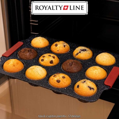 Royalty Line MFN12  - tavă cuptor pentru 12 brioșe Royalty Line MFN12  - tavă cuptor pentru 12 brioșe