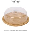 Cheffinger Home CSB28 - platou rotund din bambus cu capac transparent din plastic