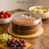 Cheffinger Home CSB28 - platou rotund din bambus cu capac transparent din plastic