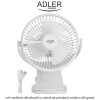 Adler AD 7342 Rechargeble Clip-On Fan - mini ventilator reîncărcabil cu clemă de prindere și rotație la 360 grade