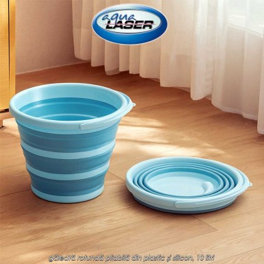 Aqua Laser Foldable Bucket Round - găleată rotundă pliabilă din plastic și silicon, 10 litri Aqua Laser Foldable Bucket Round - găleată rotundă pliabilă din plastic și silicon, 10 litri