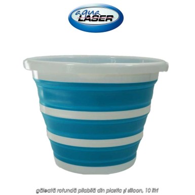 Aqua Laser Foldable Bucket Round - găleată rotundă pliabilă din plastic și silicon, 10 litri Aqua Laser Foldable Bucket Round - găleată rotundă pliabilă din plastic și silicon, 10 litri