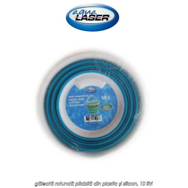 Aqua Laser Foldable Bucket Round - găleată rotundă pliabilă din plastic și silicon, 10 litri Aqua Laser Foldable Bucket Round - găleată rotundă pliabilă din plastic și silicon, 10 litri