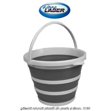 Aqua Laser Foldable Bucket Round - găleată rotundă pliabilă din plastic și silicon, 10 litri Aqua Laser Foldable Bucket Round - găleată rotundă pliabilă din plastic și silicon, 10 litri