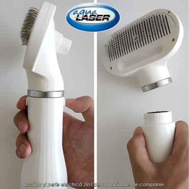 Aqua Laser 2 în 1 Pet Hair Dryer and Brush - uscător și perie electrică 2în1 pentru animale de companie Aqua Laser 2 în 1 Pet Hair Dryer and Brush - uscător și perie electrică 2în1 pentru animale de companie