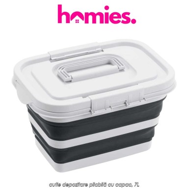 Homies Foldable Storage Box Black - cutie depozitare pliabilă cu capac, 7L Homies Foldable Storage Box Black - cutie depozitare pliabilă cu capac, 7L