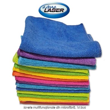 Aqua Laser Microfiber Cloths - lavete multifuncționale din microfibră, 16 buc Aqua Laser Microfiber Cloths - lavete multifuncționale din microfibră, 16 buc