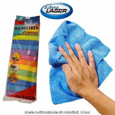 Aqua Laser Microfiber Cloths - lavete multifuncționale din microfibră, 16 buc Aqua Laser Microfiber Cloths - lavete multifuncționale din microfibră, 16 buc