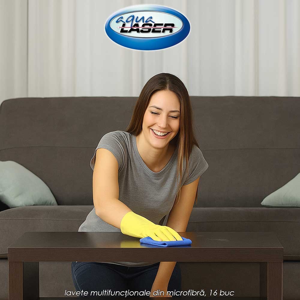 Aqua Laser Microfiber Cloths - lavete multifuncționale din microfibră, 16 buc