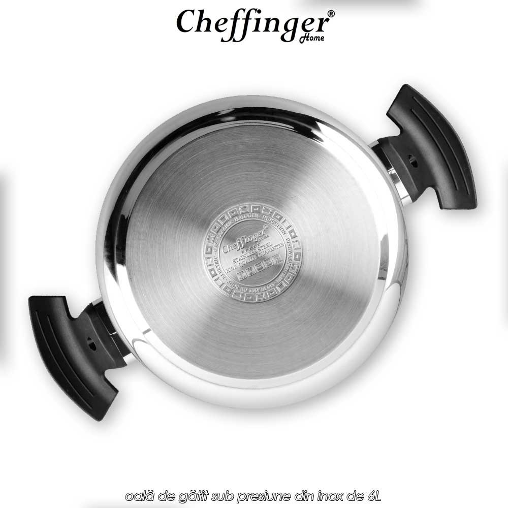 Cheffinger Home PC6-22  - oală de gătit sub presiune din inox de 6L Cheffinger Home PC6-22  - oală de gătit sub presiune din inox de 6L