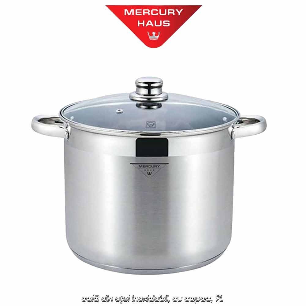 Mercury Haus MC7031 - oală din oțel inoxidabil, cu capac, 9L Mercury Haus MC7031 - oală din oțel inoxidabil, cu capac, 9L
