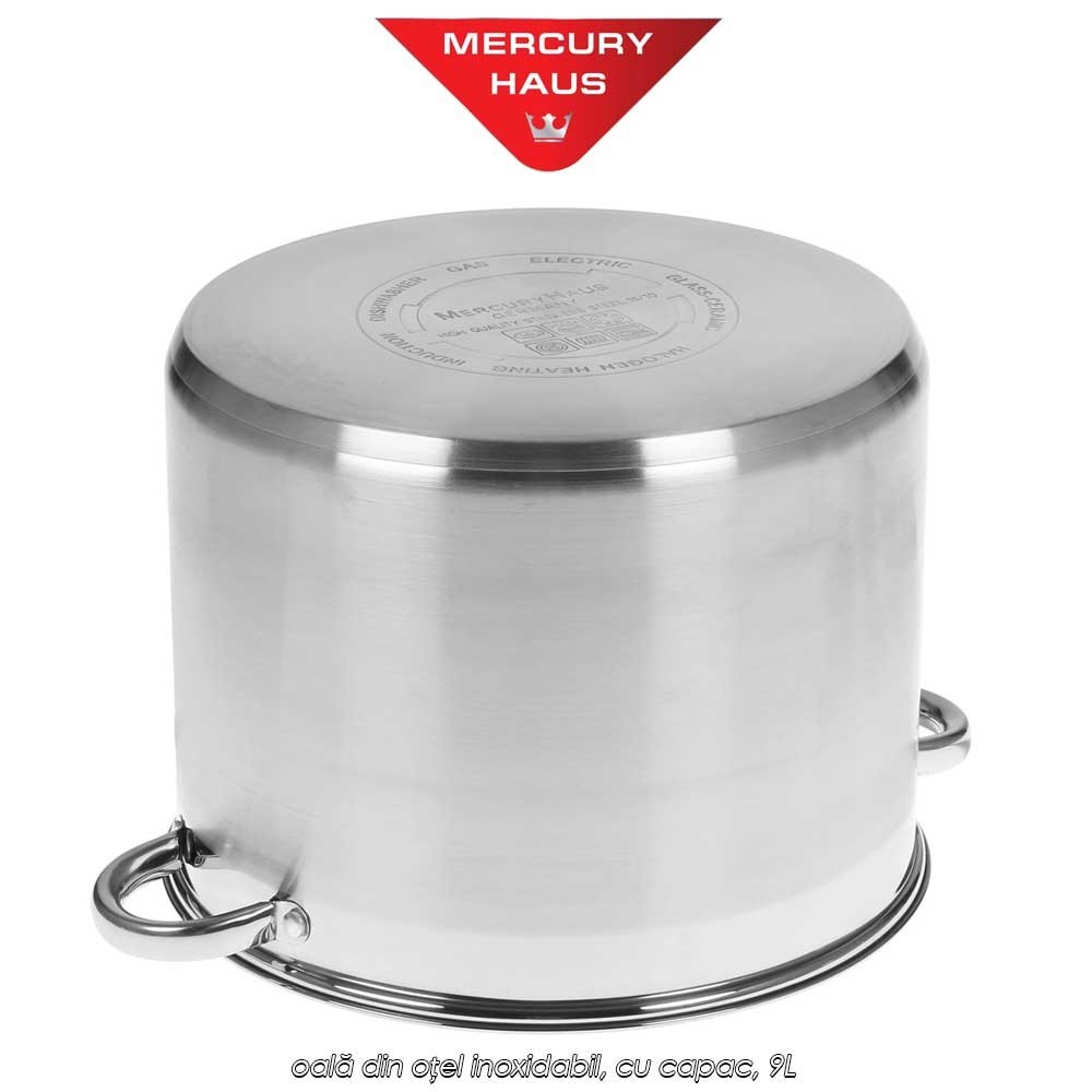 Mercury Haus MC7031 - oală din oțel inoxidabil, cu capac, 9L Mercury Haus MC7031 - oală din oțel inoxidabil, cu capac, 9L