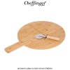 Cheffinger Home Bamboo Pizza Tray - set pentru pizza cu blat rotund și feliator